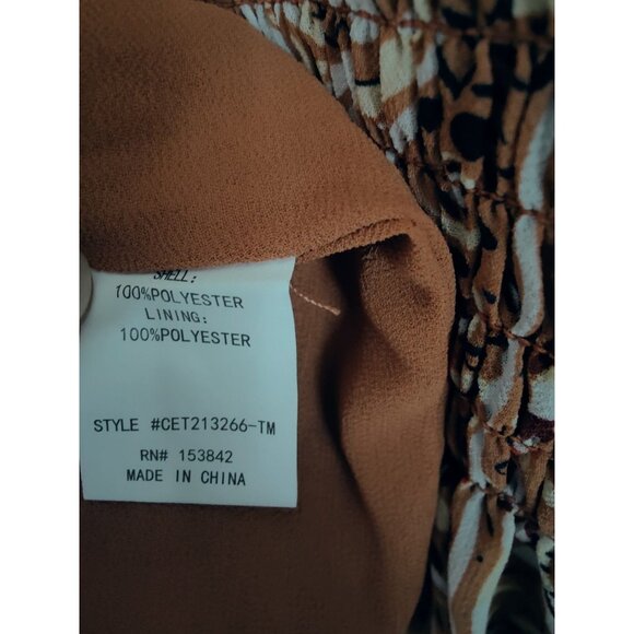 Melloday Brown Floral Tunic Top Peasant Smocked LS Ruffle Neck S NWT - Picture 7 of 7